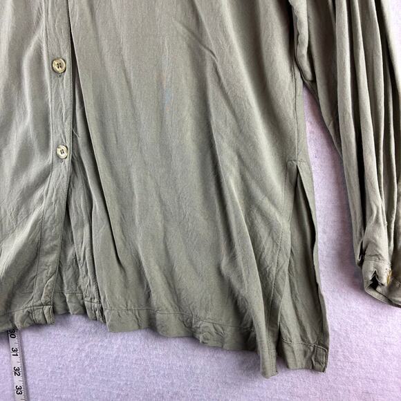 XPRSO Tunic Top Button Long Sleev Medium 100% Rayon Sage Green Cottage Lagenlook - Picture 8 of 10
